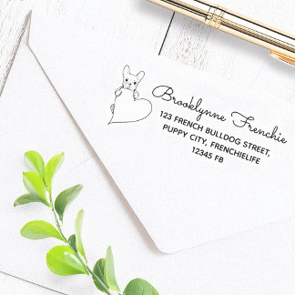 Hond met een hart Franse Bulldog Retouradres Zelfinktende Stempel