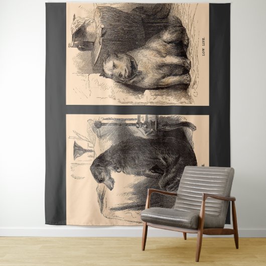 hond met een hoog leven, hond met een laag leven wandkleed (In situ)