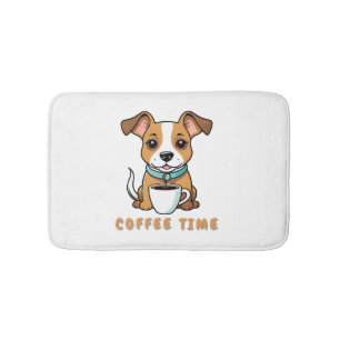 Hond met een kopje koffie badmat