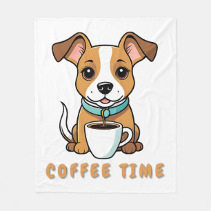 Hond met een kopje koffie fleece deken