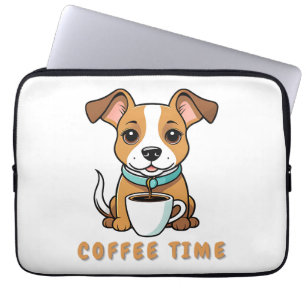 Hond met een kopje koffie laptop sleeve