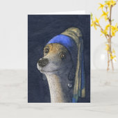 Hond met een parel oorbel kaart (Gele Bloem)