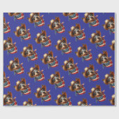 Hond met een Pet en Amerikaanse vlag Bandana Cadeaupapier (Vlak)