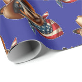 Hond met een Pet en Amerikaanse vlag Bandana Cadeaupapier (Rol Hoek)