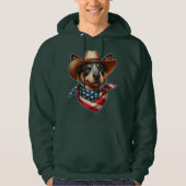 Hond met een Pet en Amerikaanse vlag Bandana Hoodie (Voorkant)