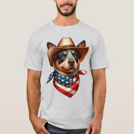 Hond met een Pet en Amerikaanse vlag Bandana T-shirt