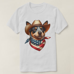 Hond met een Pet en Amerikaanse vlag Bandana T-shirt
