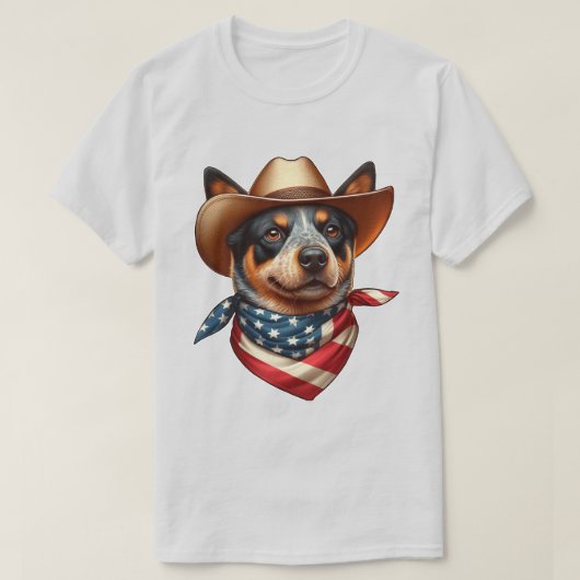 Hond met een Pet en Amerikaanse vlag Bandana T-shirt (Design voorkant)