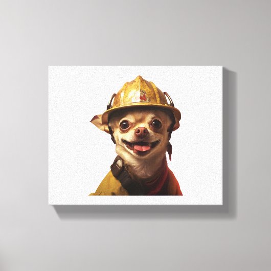 Hond met een rode brandweerhelm ontwerp canvas afdruk (Voorkant)