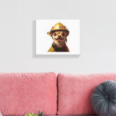 Hond met een rode brandweerhelm ontwerp canvas afdruk (Insitu (Woonkamer))