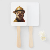Hond met een rode brandweerhelm ontwerp handwaaier (Voorkant en achterkant)