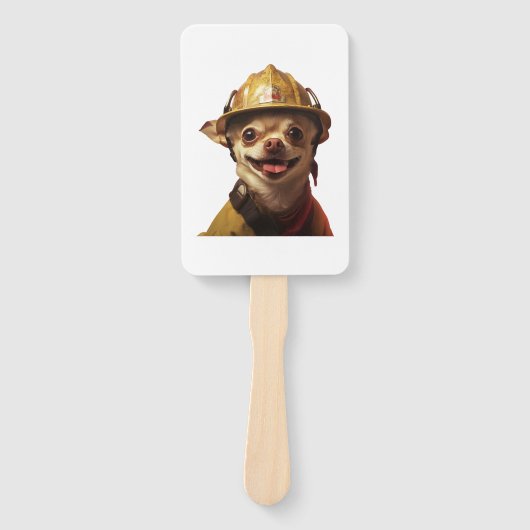 Hond met een rode brandweerhelm ontwerp handwaaier (Voorkant)