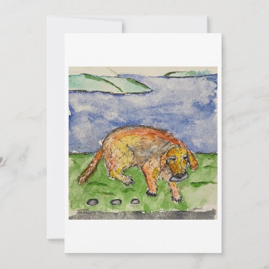 Hond met een steen Wenskaart Kaart (Voorkant)