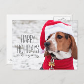 Hond met een winterjas en een kerst feestdagenkaart (Voorkant / Achterkant)