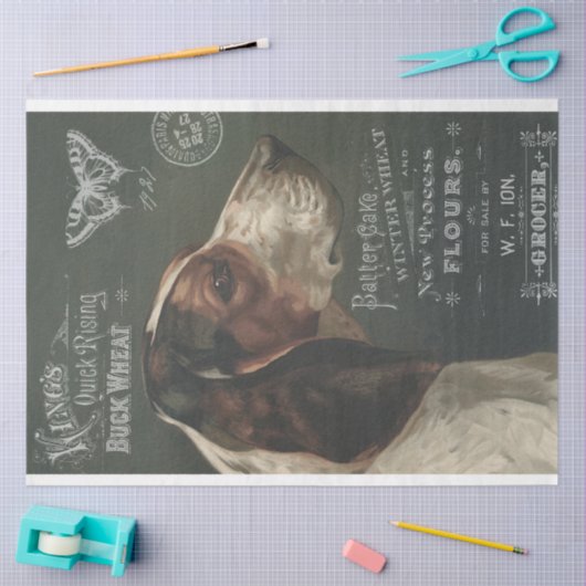  hond met ephemera-debetpapier tissuepapier (Craft)