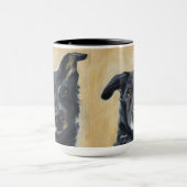 Hond met Gebogen Oor | Twee-Tons Mok, 450 ml Mok (Midden)