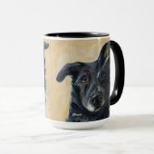 Hond met Gebogen Oor | Twee-Tons Mok, 450 ml Mok (Voorkant rechts)