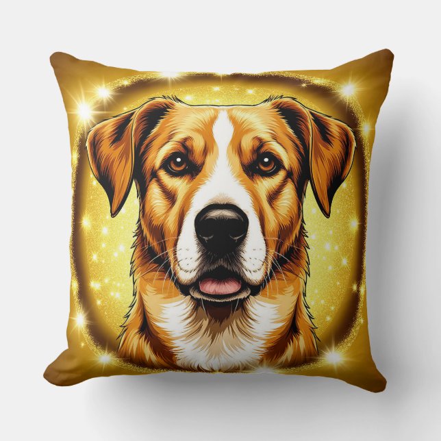 Hond met Glitters Huisdier Liefhebber Huis Decorat Kussen (Voorkant)