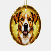 Hond met gouden achtergrond keramisch ornament (Rechts)