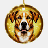 Hond met gouden achtergrond keramisch ornament (Voorkant)