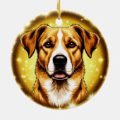 Hond met gouden achtergrond keramisch ornament (Achterkant)