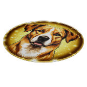 Hond met gouden achtergrond snijplank (Hoek)