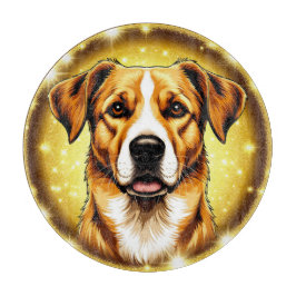 Hond met gouden achtergrond snijplank