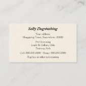 Hond met haar over zijn ogen visitekaartje (Achterkant)