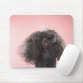 Hond met haar voor het gezicht en de tong uit muismat (Met muis)