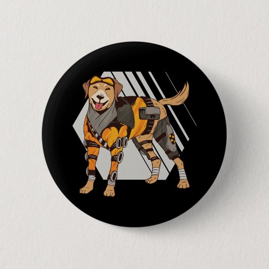 Hond met harnas, Robot Hond, Cyborg Hond Ronde Button 5,7 Cm (Voorkant)