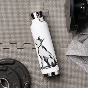 Hond met Hart – Minimalistische dierenschets van d Waterfles