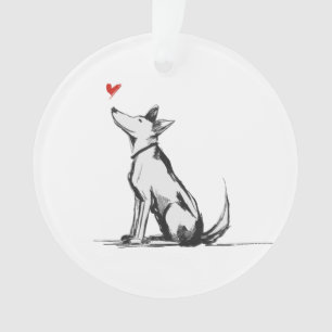 Hond met Hart – Minimalistische Liefde Dierenschet Ornament