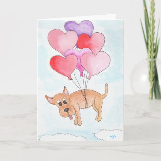Hond met Hartballonnen Feestdagen Kaart