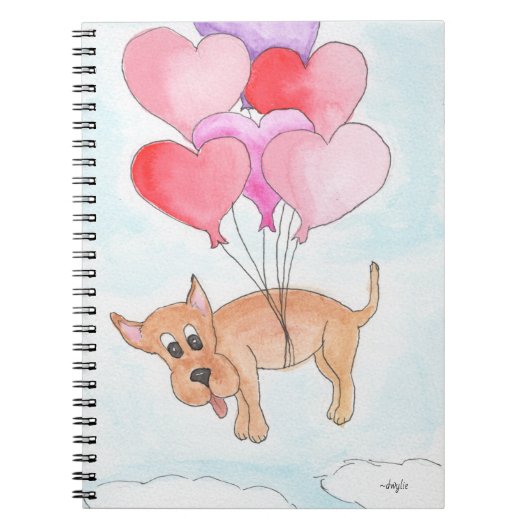 Hond met Hartballonnen Notitieboek (Voorkant)