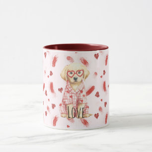 Hond met hartbrilglazen Glitter Love Hearts Mok