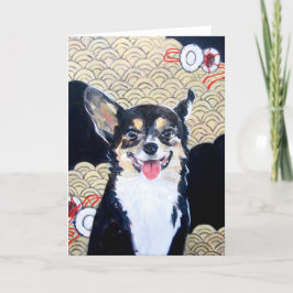 Hond met het Wenskaart van de Kimono Kaart