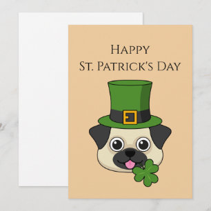 Hond met hoed en klaver St. Patrick's   Personalis Feestdagenkaart