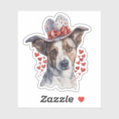 Hond met hoed op zijn hoofd Valentijn Sticker (Vel)