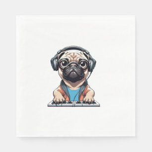 Hond met hoofdtelefoon 1 servet