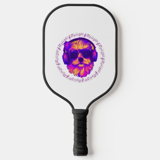 Hond met hoofdtelefoon Hond met bril Pickleball Paddle (Voorkant)