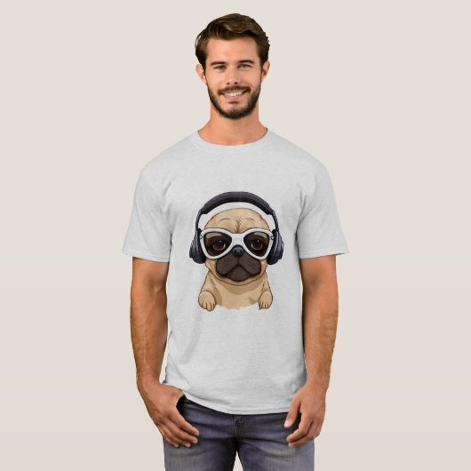 HOND MET HOOFDTELEFOON.JPG T-SHIRT (Voorkant volledig)