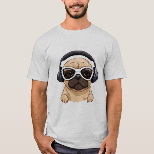 HOND MET HOOFDTELEFOON.JPG T-SHIRT (Voorkant)