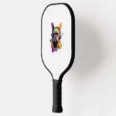 Hond met Hoofdtelefoon Kleurrijk Pickleball Paddle (Links)