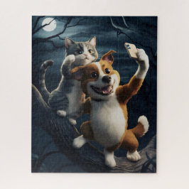 Hond met kat. legpuzzel