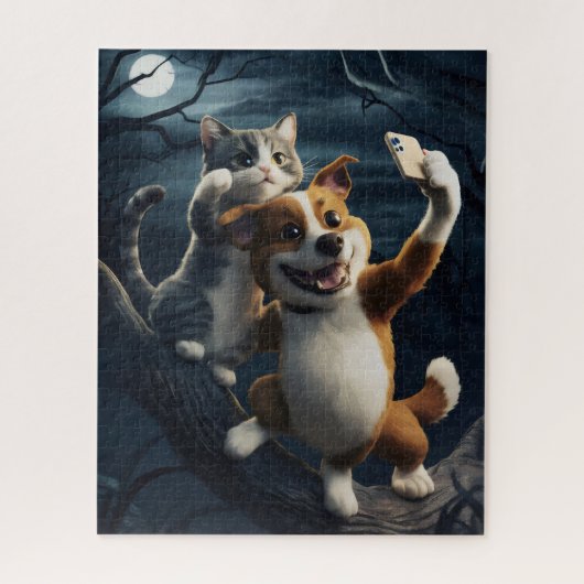 Hond met kat. legpuzzel (Verticaal)