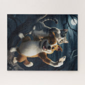 Hond met kat. legpuzzel (Horizontaal)