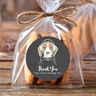 Hond met kauwgum Schattig Grappig Beagle Bedankt Ronde Sticker