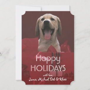 Hond met kerstcadeaus feestdagenkaart
