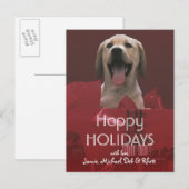 Hond met kerstcadeaus feestdagenkaart (Voorkant / Achterkant)