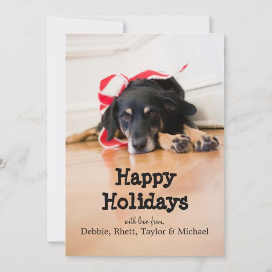 Hond met kerstlinten feestdagenkaart (Voorkant)